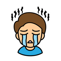 ブログで使えるアイコン　ベクター版　男性03七三分け　泣き顔
