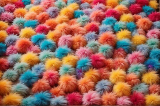 Rainbow Colorful Fluffy Fur Ball Texture Wallpaper, Colorful Fluffy Background, Fluffy Fur Background, Fur Texture Background, AI Generative