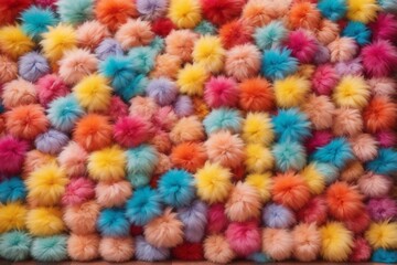 Rainbow Colorful Fluffy Fur Ball Texture Wallpaper, Colorful Fluffy Background, Fluffy Fur Background, Fur Texture Background, AI Generative - obrazy, fototapety, plakaty