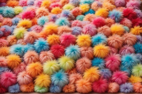 Rainbow Colorful Fluffy Fur Ball Texture Wallpaper, Colorful Fluffy Background, Fluffy Fur Background, Fur Texture Background, AI Generative