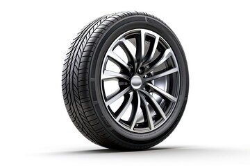 Car wheel on white background. Clipping path included