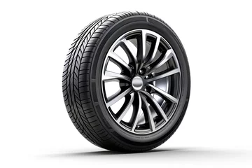 Fotobehang Car wheel on white background. Clipping path included © twilight mist