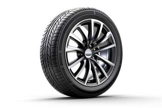Car wheel on white background. Clipping path included
