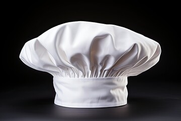 This is a photograph of a chef hat isolated on a white background