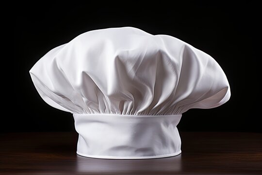 This is a photograph of a chef hat isolated on a white background