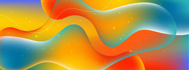 Green, blue and orange modern liquid banner