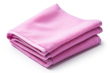 Closeup pink microfiber cloth isolated on white background with clipping path