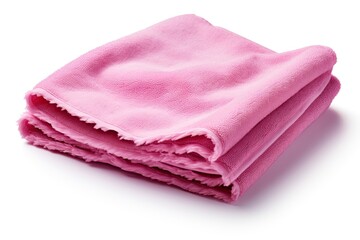 Closeup pink microfiber cloth isolated on white background with clipping path