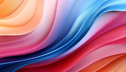 Abstract colorful fluorescent background of curvy ribbon. Modern wallpaper of folded paper. Pink yellow blue gradient