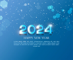 Happy New Year 2024 and Merry Christmas Background, Greeting Card, Celebrations Banner and 2024 Happy New Year Background.