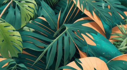 Tropical texture shapes. Generative AI.