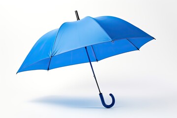 Bright Blue Umbrella Side View Isolated on White Background