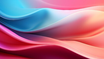 Obraz premium Abstract colorful fluorescent background of curvy ribbon. Modern wallpaper of folded paper. Pink yellow blue gradient