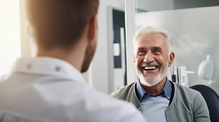 Fototapeta premium Navigating Dental Care Decisions: A Senior's Consultation on Zahnbehandlung Options