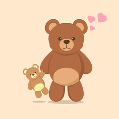 Vector graphic of teddy bear is holding teddy bear lovingly good for teddy bear day