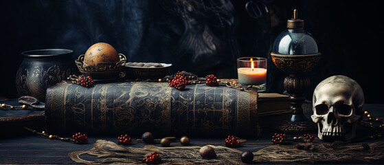  Decorative occult Dark art Goth Background - generative AI perfect for Halloween