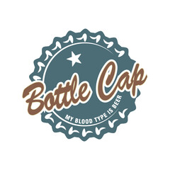 Retro Vintage Bottle Cap for Beer Drink or Western Restaurant Food Product Logo Design Vector.