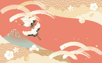 年賀状　富士山素材背景イラスト