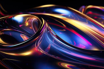 Liquid metallic swirls meet vivid gradients, shaping a radiant tech-infused artistry.