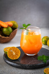 orange juice and fruits