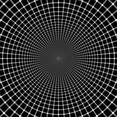 Optical Illusion. White Circles Flash on Black Squares and Change Color.