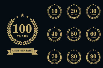 anniversary celebration logotype vector set illustration.