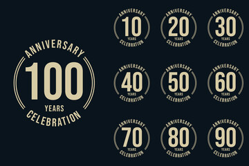 anniversary celebration logotype vector set illustration.