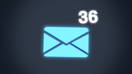 Animation email app icon receive notifications. Receive emails quickly. on a blue background