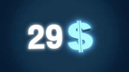 dollar growth animated number counter, counting fast with icon money on blue background