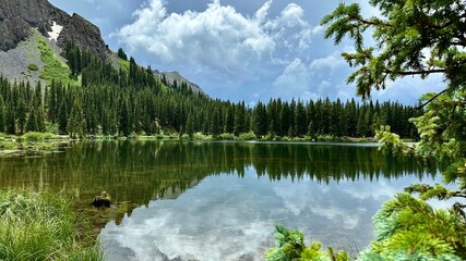 lake with reflection in the mountains in Colorado 