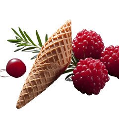 raspberry and blackberry Ice cream cone, delicious dessert, frozen treat, scoop of ice cream, waffle cone, summer indulgence, creamy delight, flavorful ice cream, 