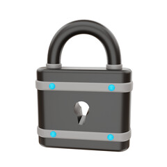 3D Rendering Padlock Icon Object