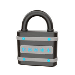 3D Rendering Password Protect Lock Icon Object