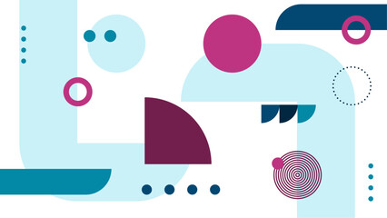 Blue red and white modern geometric background with shapes