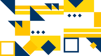 Blue yellow and white modern geometric background with shapes