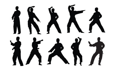 Karate martial art silhouette