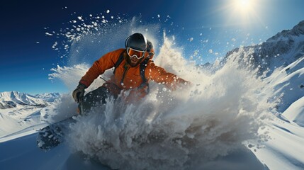 Naklejka na ściany i meble shot close-up sport extreme winter snowboard,ski,climbing.