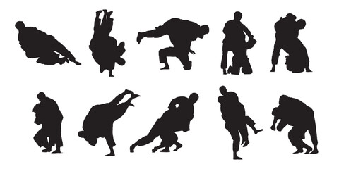 Martial arts silhouette of Judo &  Jiu-Jitsu
