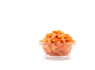 Fototapeta na wymiar natural seafood dried shrimp Traditional orange red color isolated on white background.