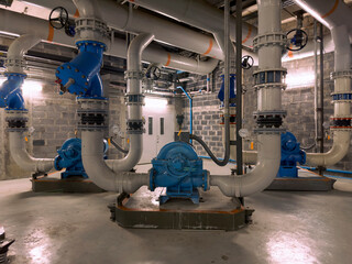 Chiller rooms, large industrial refrigeration rooms, including motor and water pipes