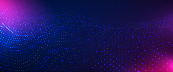 3d wave point fractal science futuristic technology. Musical wave. Beautiful illustration with connected dots and lines. Hi-tech and big data. Visualization. Sound wave. Technology or Science. Vector.