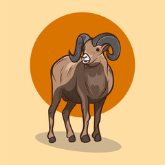 circular horned goat vector illustration