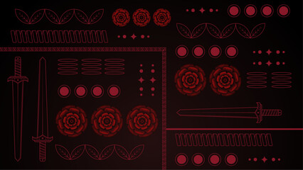 Red and black modern art deco background with shapes