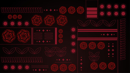 Red and black modern art deco background with shapes