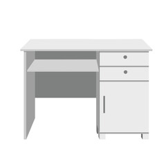 White office desk vector, studying desk vector. Flat vector in cartoon style isolated on white background.