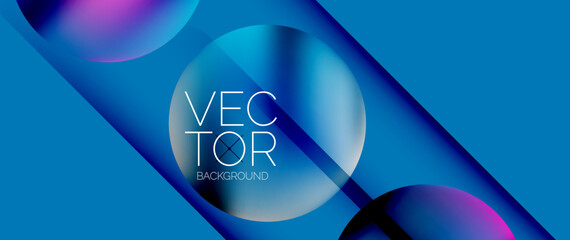 Dynamic bright colorful geometric elements with fluid gradients, lights, shadows blend in a minimal backdrop, creating captivating composition