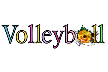 volleyball text word and brush strokes style