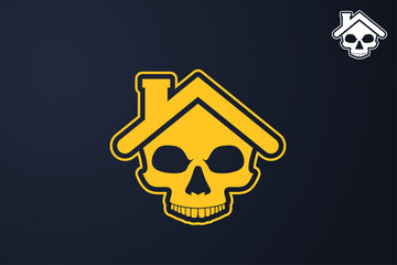 Skull head house logo, simple elegant design, for clothing stores, fashion, and more