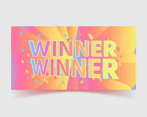 Winner banner. Win congratulations vintage frame, golden congratulating framed sign with gold confetti