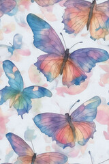 Butterfly watercolor wallpaper background. Generative AI.